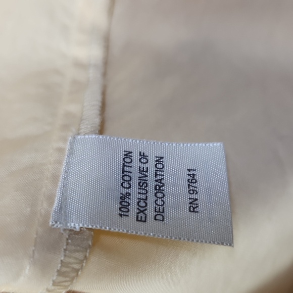 J Jill Pale Yellow Button Down Baby Doll 3/4 Sleeve Embroidered Blouse Size M - Picture 11 of 13